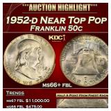 1952-d Franklin Half Dollar Near Top Pop 50c ms66+