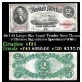 1917 $2 Large Size Legal Tender Note Thomas Jeffer