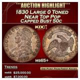 1830 Large 0 Capped Bust Half Dollar Toned Near To