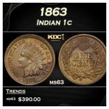 1863 Indian Cent 1c Grades ms63