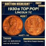 1930-s Lincoln Cent TOP POP! 1c ms67+ rd SEGS