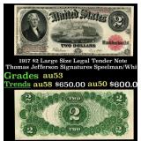 1917 $2 Large Size Legal Tender Note Thomas Jeffer