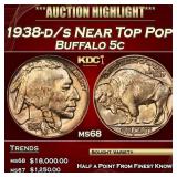 1938-d/s Buffalo Nickel Near Top Pop! 5c ms68 SEGS