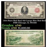 1914 $10 Large Size Red Seal FRN Rare Red Seal Chi