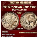 1916-p Buffalo Nickel Near Top Pop 5c ms67+ SEGS