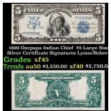 1899 $5 Large Size Silver Certificate Oncpapa Indi
