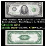 1934 $500 Green Seal Federal Reserve Note Presiden