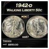 1942-d Walking Liberty Half Dollar 50c ms67 SEGS