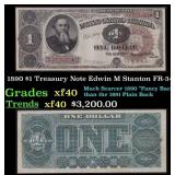 1890 $1 Treasury Note Edwin M Stanton Grades xf FR