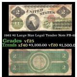 1862 $2 Large Size Legal Tender Note Grades vf+ FR