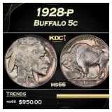 1928-p Buffalo Nickel 5c Grades ms66