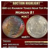 1881-cc Morgan Dollar Rainbow Toned Near Top Pop $