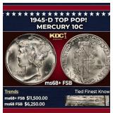 1945-d Mercury Dime TOP POP! 10c ms68+ FSB SEGS