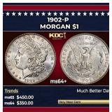 1902-p Morgan Dollar $1 Grades ms64+