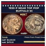 1930-p Buffalo Nickel Near Top Pop 5c ms66+ SEGS