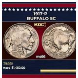 1917-p Buffalo Nickel 5c ms66 SEGS
