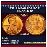 1932-p Lincoln Cent Near Top Pop! 1c ms67 rd SEGS