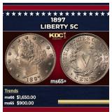 1897 Liberty Nickel 5c ms65+ SEGS