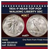 1934-p Walking Liberty Half Dollar Near Top Pop 50