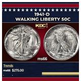 1941-d Walking Liberty Half Dollar 50c Grades ms66