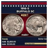 1916-s Buffalo Nickel 5c ms64+ SEGS