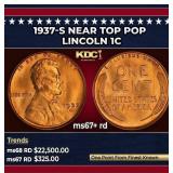 1937-s Lincoln Cent Near Top Pop 1c ms67+ rd SEGS
