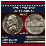 1970-s Jefferson Nickel TOP POP! 5c ms66 5fs SEGS