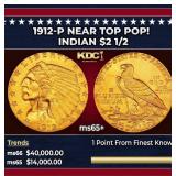 1912-p Gold Indian Quarter Eagle Near Top Pop! $2
