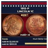 1915-p Lincoln Cent 1c ms65+ rd SEGS