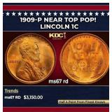 1909-p Lincoln Cent Near Top Pop! 1c ms67 rd SEGS