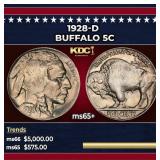 1928-d Buffalo Nickel 5c ms65+ SEGS