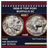 1926-p Buffalo Nickel TOP POP! 5c ms68 SEGS