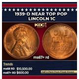 1939-d Lincoln Cent Near Top Pop 1c ms67+ rd SEGS