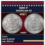 1889-p Morgan Dollar $1 Grades ms65+