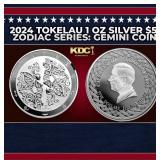 2024 Tokelau 1 oz Silver $5 Zodiac Series: Gemini