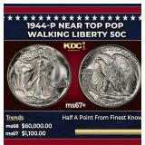 1944-p Walking Liberty Half Dollar Near Top Pop 50