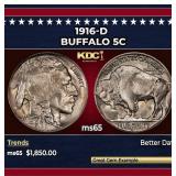1916-d Buffalo Nickel 5c ms65 SEGS