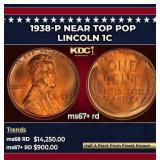 1938-p Lincoln Cent Near Top Pop 1c ms67+ rd SEGS