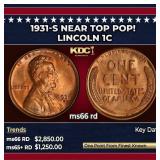1931-s Lincoln Cent Near Top Pop! 1c ms66 rd SEGS