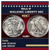 1944-p Walking Liberty Half Dollar 50c ms66+ SEGS
