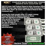 Complete 1963 $1 Green Seal Federal Reserve Note S