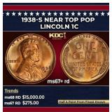 1938-s Lincoln Cent Near Top Pop 1c ms67+ rd SEGS