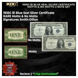 1935G $1 Blue Seal Silver Certificate Motto & No M