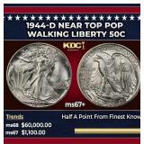1944-d Walking Liberty Half Dollar Near Top Pop 50