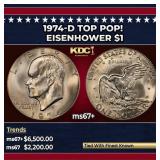 1974-d Eisenhower Dollar TOP POP! $1 ms67+ SEGS
