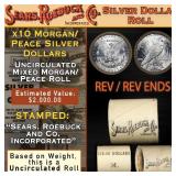 10 Coin Mixed Morgan/Peace SEARS UNC Dollar $1 Rol
