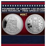 Founders of Liberty 1 oz Silver - Ben Franklin - F