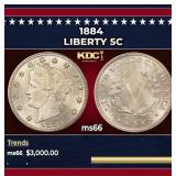 1884 Liberty Nickel 5c ms66 SEGS