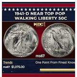 1941-d Walking Liberty Half Dollar Near Top Pop 50