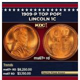 1909-p Lincoln Cent TOP POP! 1c ms67+ rd SEGS